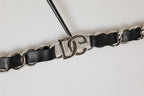 Dolce & Gabbana Black Leather Silver Chain Bag Accessory Shoulder Strap