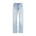 7FOR Light Blue Cotton Straight-Leg Jeans