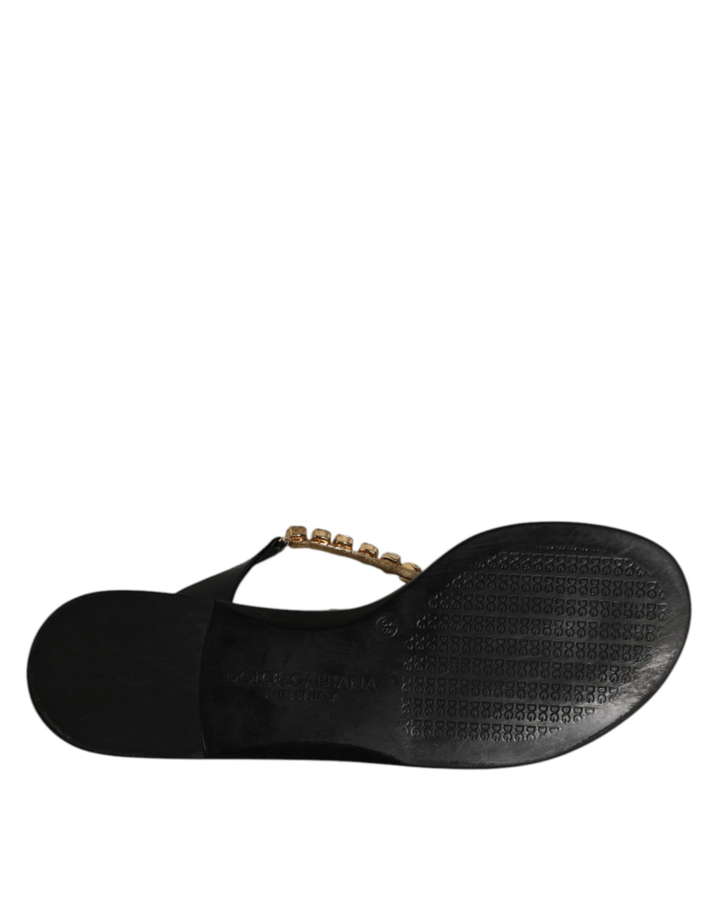Dolce & Gabbana Black Crystals Flats Sandals Beachwear Shoes