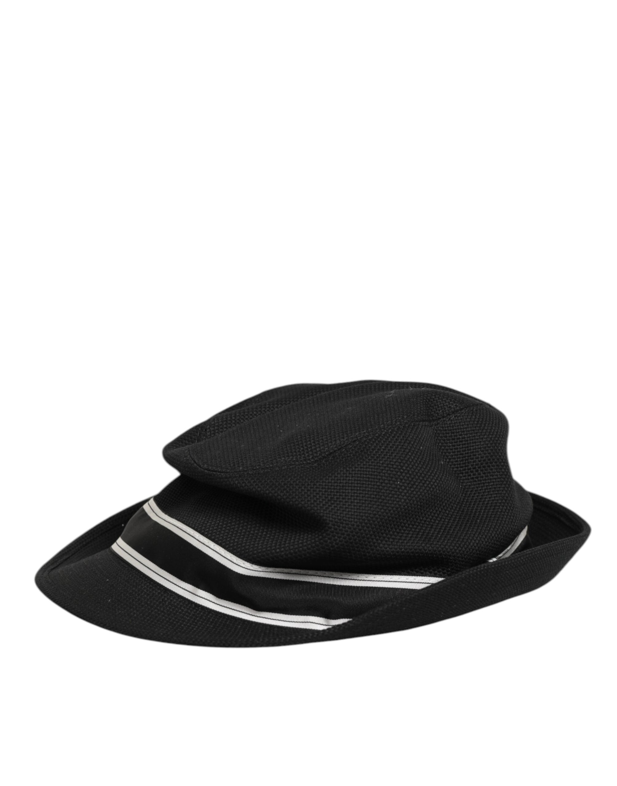Dolce & Gabbana Black Cotton Polka Dot Lining Fedora Men Hat