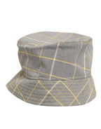 Dolce & Gabbana Gray Yellow Wool Blend Plaid Bucket Cap Men Hat
