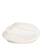 Dolce & Gabbana White Cotton Blend Leather Trim Flat Men Cap Hat