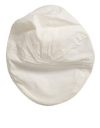 Dolce & Gabbana White Cotton Blend Leather Trim Flat Men Cap Hat