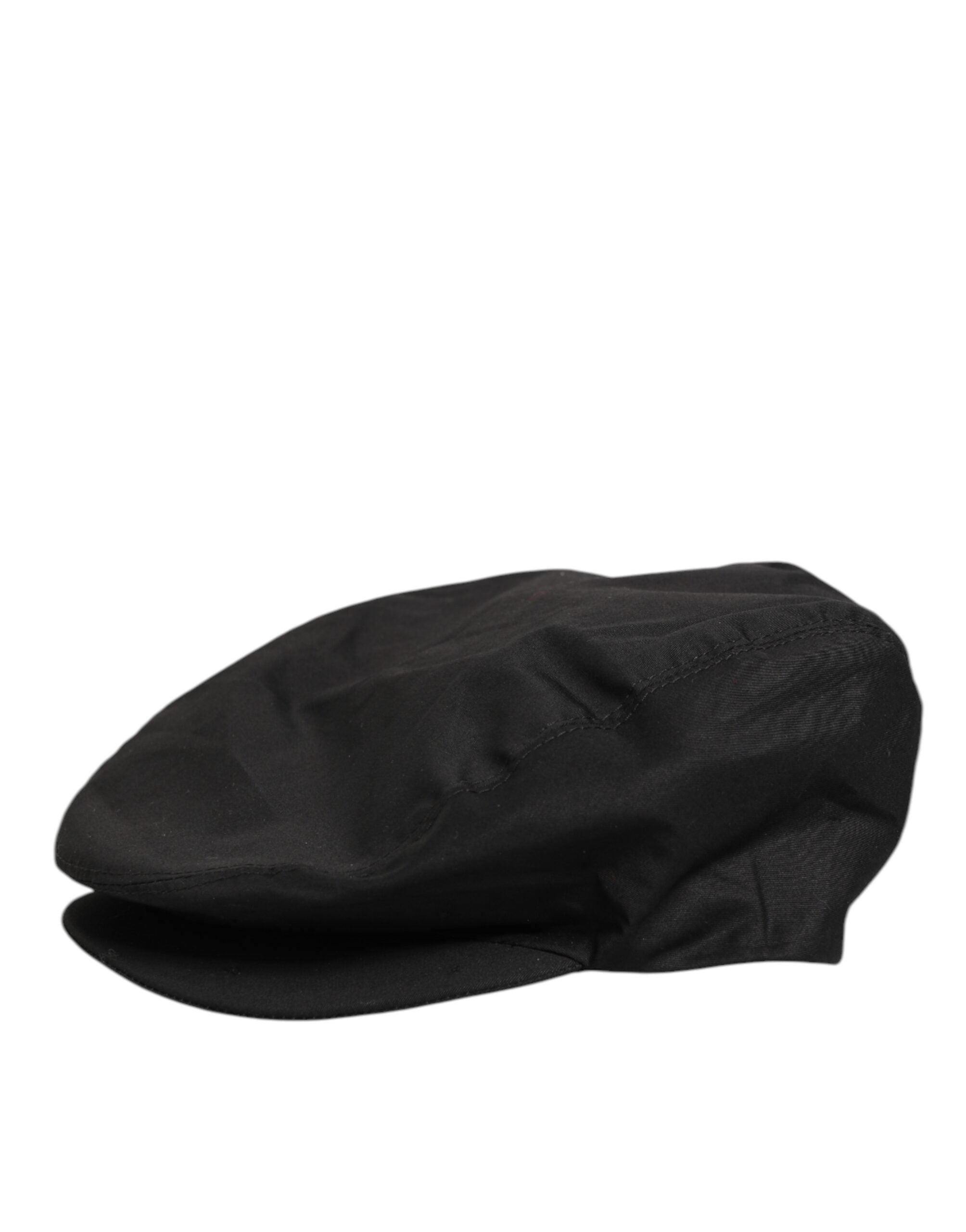 Dolce & Gabbana Black Cotton Stretch Newsboy Cloth Capello Hat