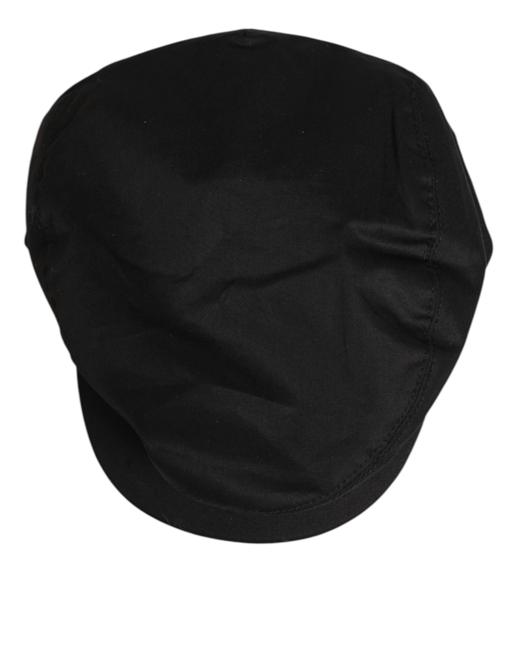 Dolce & Gabbana Black Cotton Stretch Newsboy Cloth Capello Hat