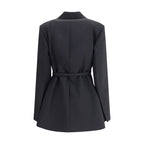 Max Mara Black Fleece Wool Full-Length Jacket