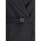 Max Mara Black Fleece Wool Full-Length Jacket