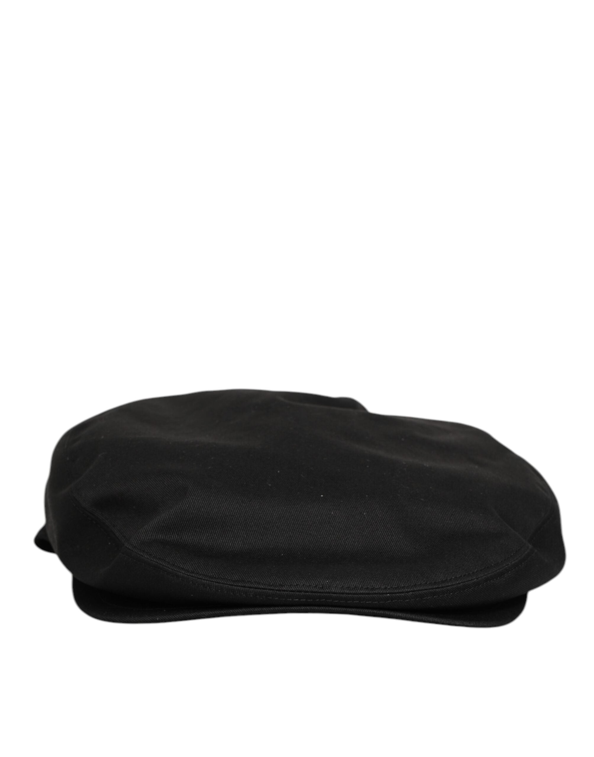 Dolce & Gabbana Black Cotton Dg Logo Newsboy Cloth Capello Hat