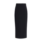 Dolce & Gabbana Black Fleece Wool Long Skirt