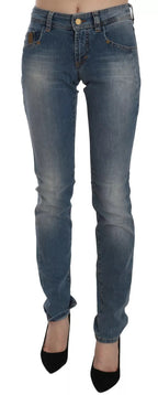 John Galliano Blue Washed Mid Waist Skinny Casual Denim Pants