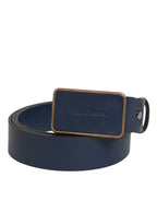 Dolce & Gabbana Blue Leather Classic Metal Logo Buckle Belt