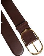 Dolce & Gabbana Brown Leather Classic Metal Oval Buckle Belt