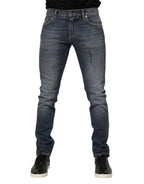 Dolce & Gabbana Blue Washed Cotton Skinny Men Denim Jeans