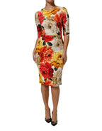 Dolce & Gabbana Multicolor Floral Print Viscose Sheath Dress