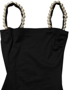 Dolce & Gabbana Black Faux Pearl Cotton Sheath Mini Dress