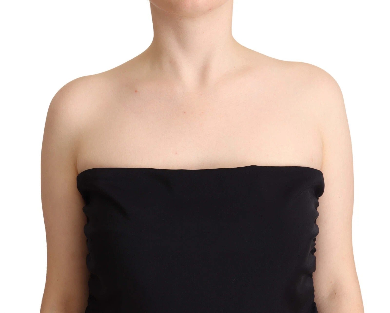 GF Ferre Black Lyocell Strapless Straight Trouser Jumpsuit