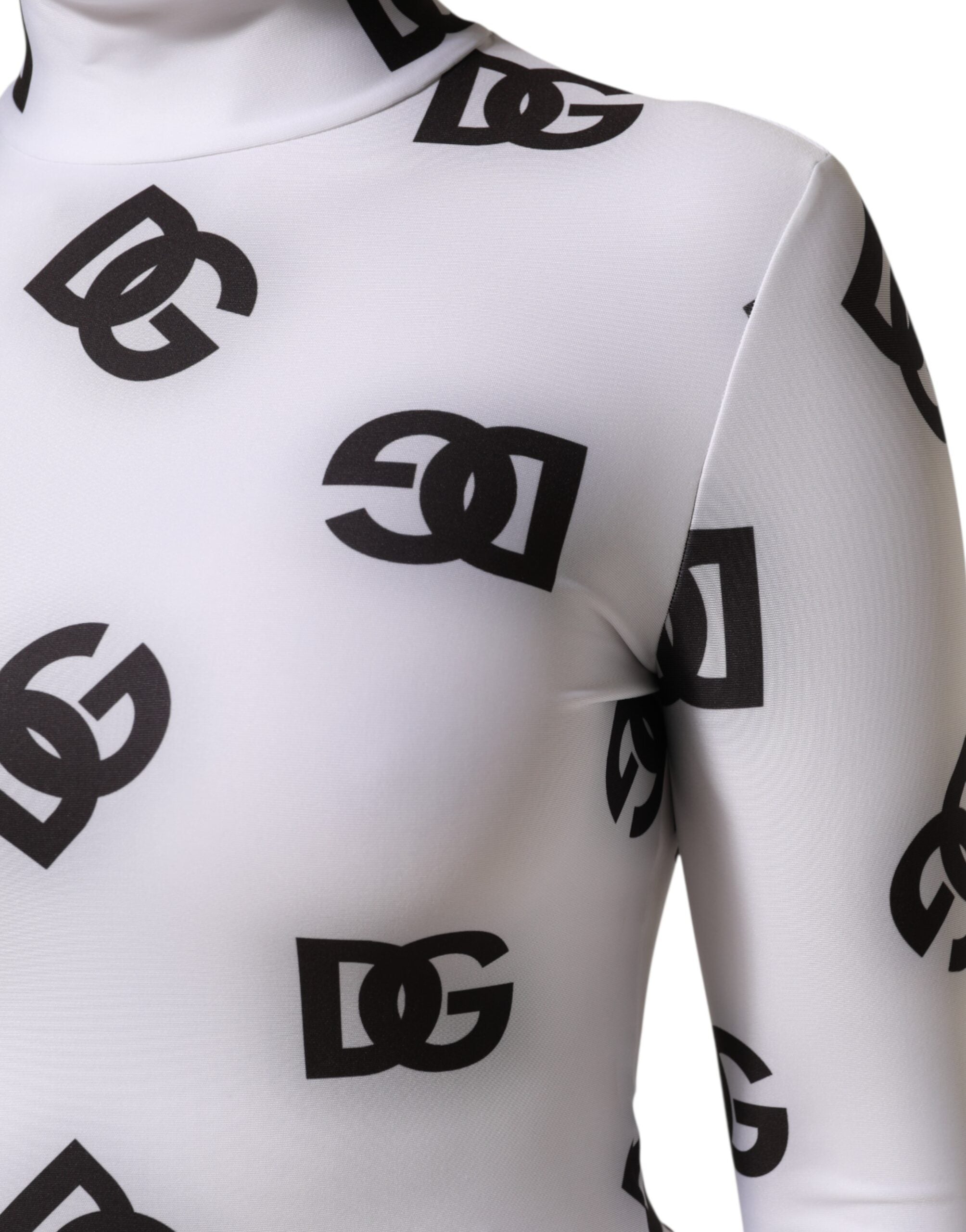 Dolce & Gabbana Black White Logo Monogram Long Sleeves Jumpsuit Dress