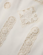 Dolce & Gabbana White Floral Lace Sleeveless Midi Dress