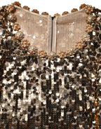 Dolce & Gabbana Gold Sequined Nylon A-line Sheath Mini Dress
