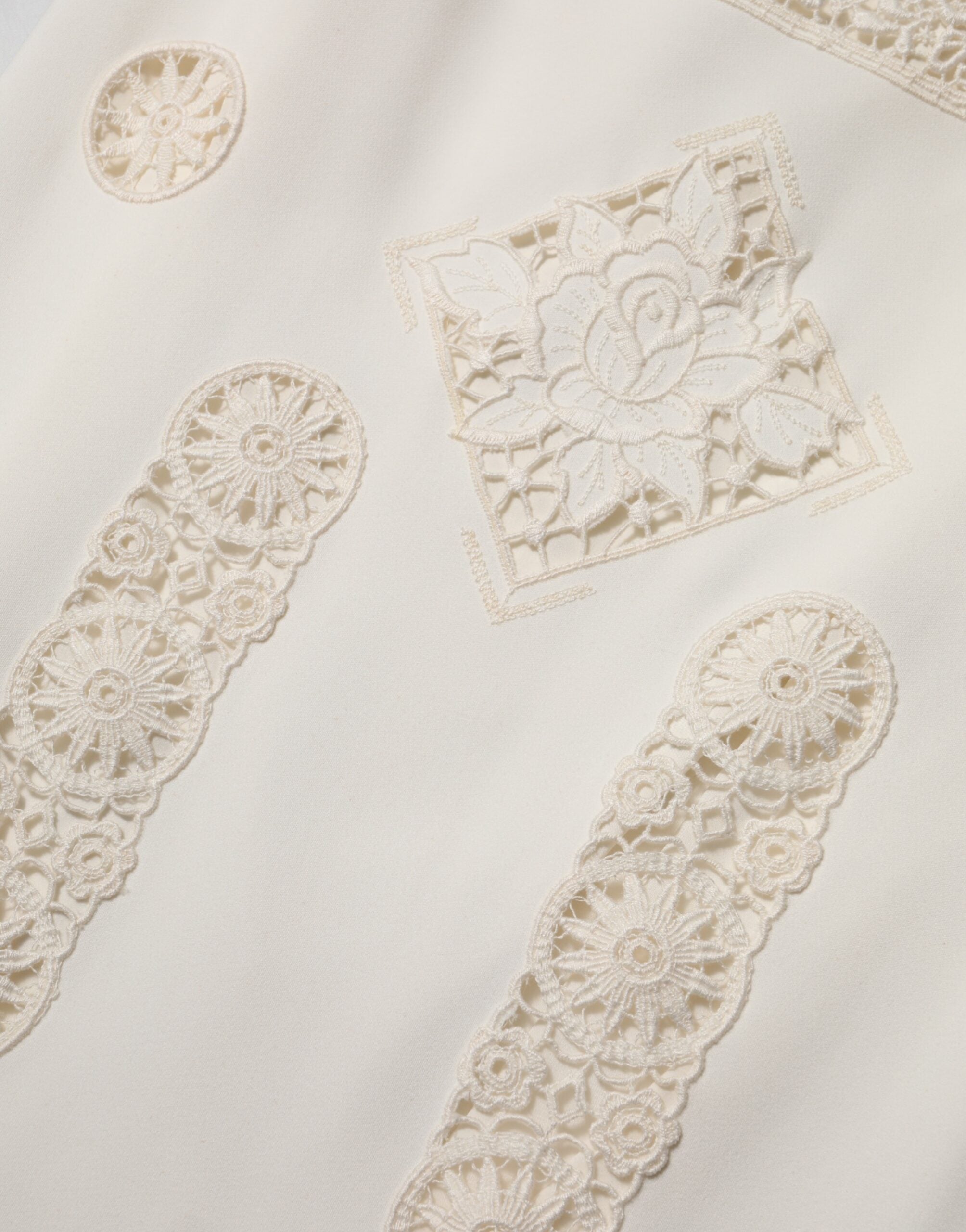 Dolce & Gabbana White Floral Lace Sleeveless Midi Dress