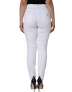 Dolce & Gabbana White AUDREY Cotton Logo Skinny Denim Jeans