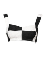 Dolce & Gabbana Black White Cropped Bustier Corset Bra Top