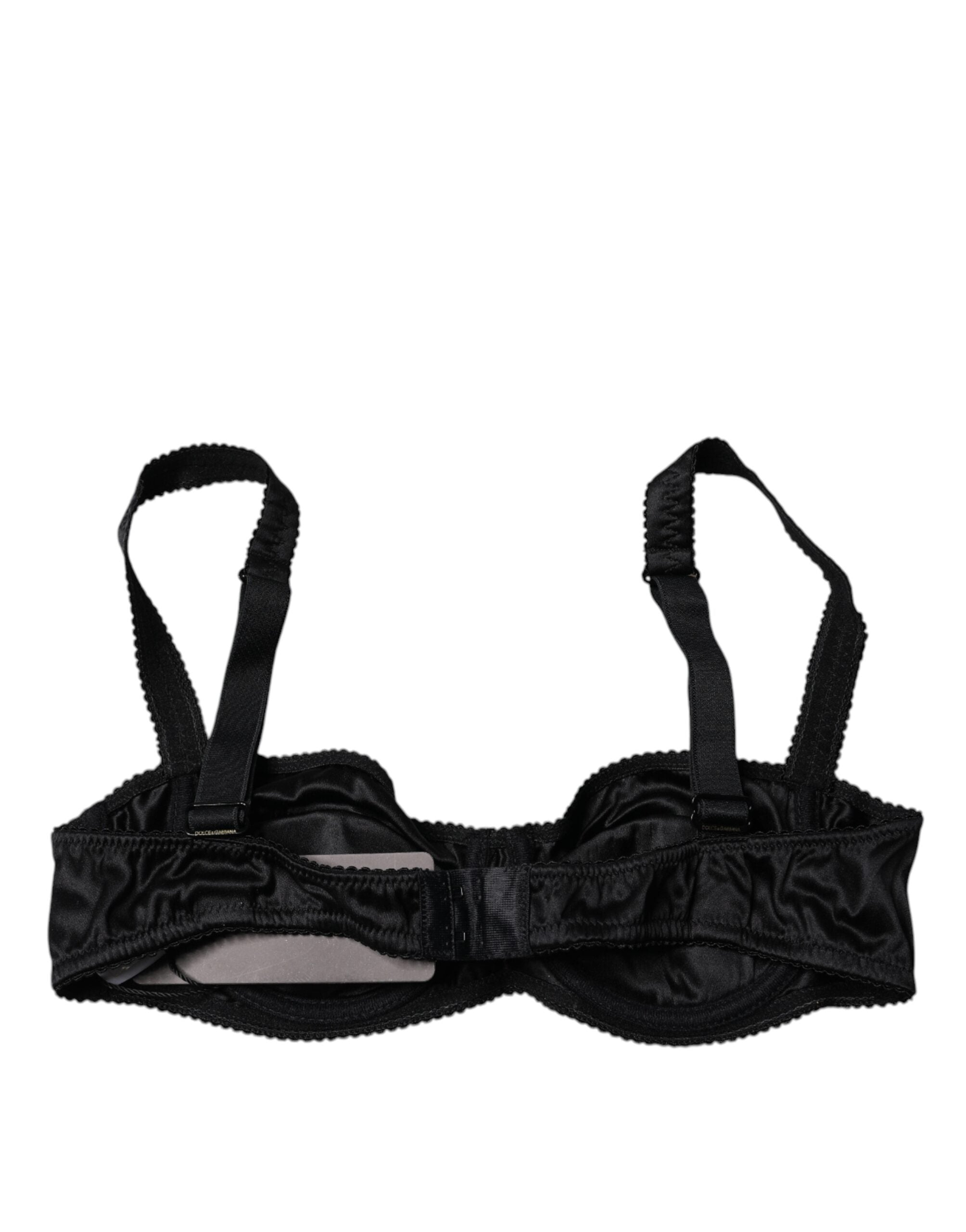 Dolce & Gabbana Black Silk Semi-Pad Balconette Bra Underwear