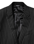 Dolce & Gabbana Black Stripes MARTINI 1 Button Suit Blazer