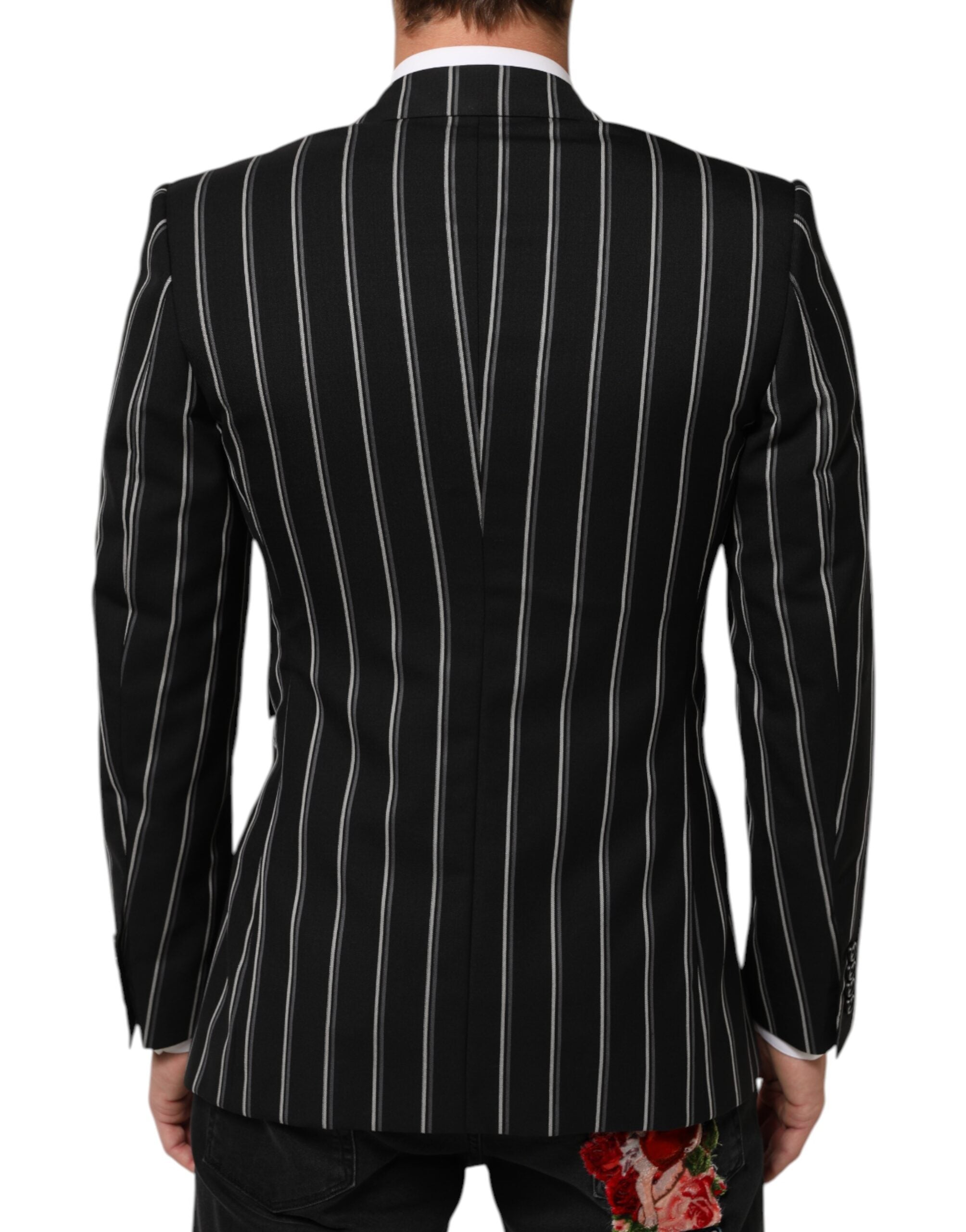 Dolce & Gabbana Black Stripes SICILIA 1 Button Suit Blazer