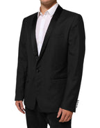 Dolce & Gabbana Black Wool GOLD 1 Button Suit Coat Blazer