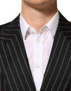 Dolce & Gabbana Black Stripes SICILIA 1 Button Suit Blazer
