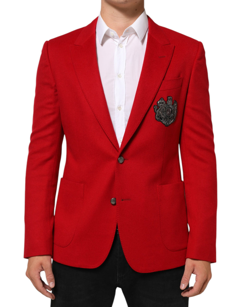 Dolce & Gabbana Red Cashmere 2 Buttons Suit Jacket Blazer