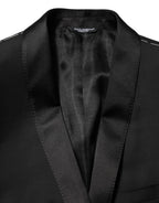 Dolce & Gabbana Black Wool GOLD 1 Button Men Suit Blazer
