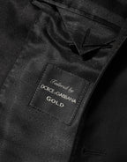 Dolce & Gabbana Black Wool GOLD 1 Button Men Suit Blazer