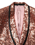 Dolce & Gabbana Pink Sequin SICILIA 1 Button Men Suit Blazer