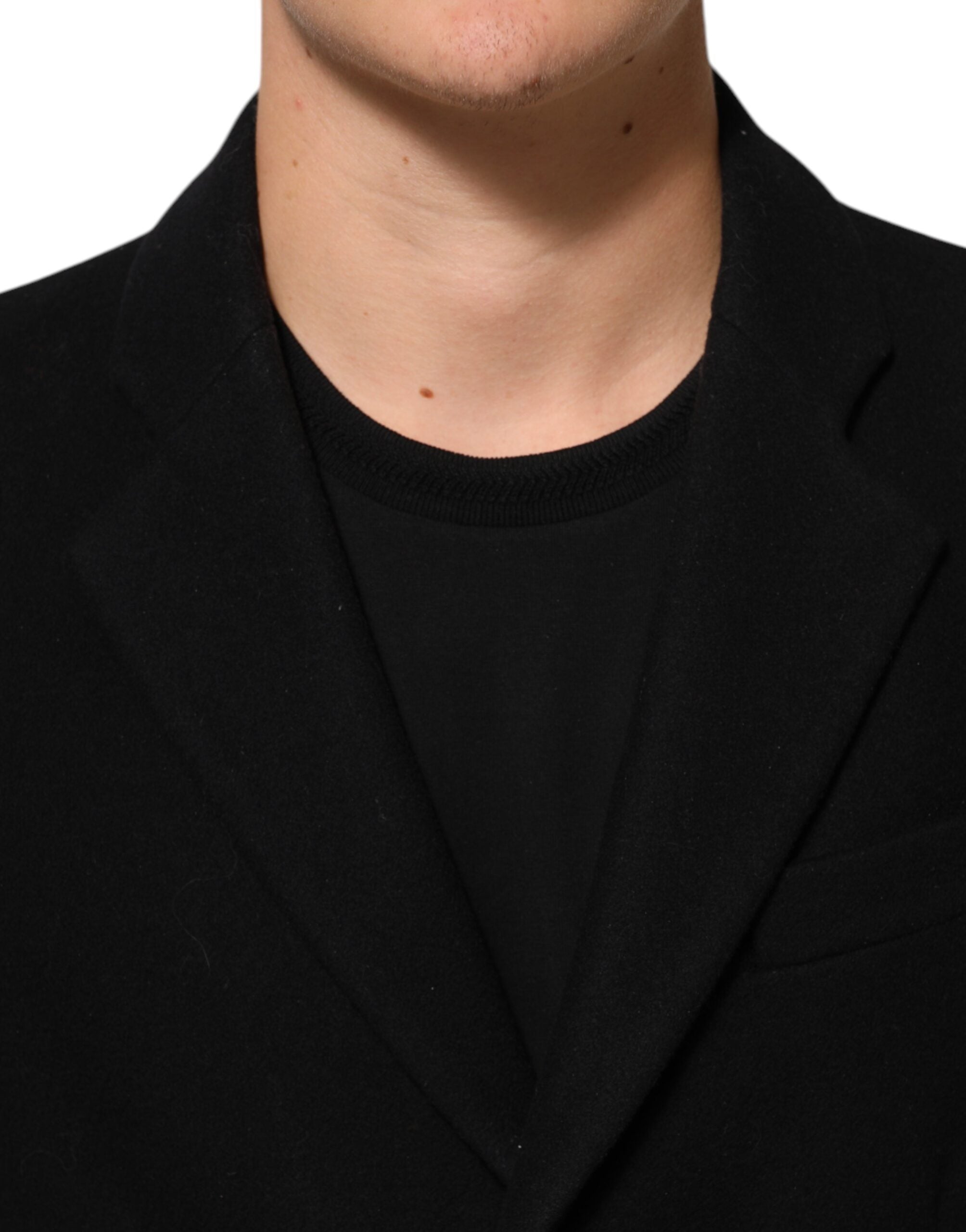 Dolce & Gabbana Black Wool Buttoned Men Trench Coat Jacket