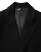 Dolce & Gabbana Black Wool Buttoned Men Trench Coat Jacket