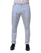 Dolce & Gabbana Light Blue Cotton Stretch Tapered Men Trouser Pants