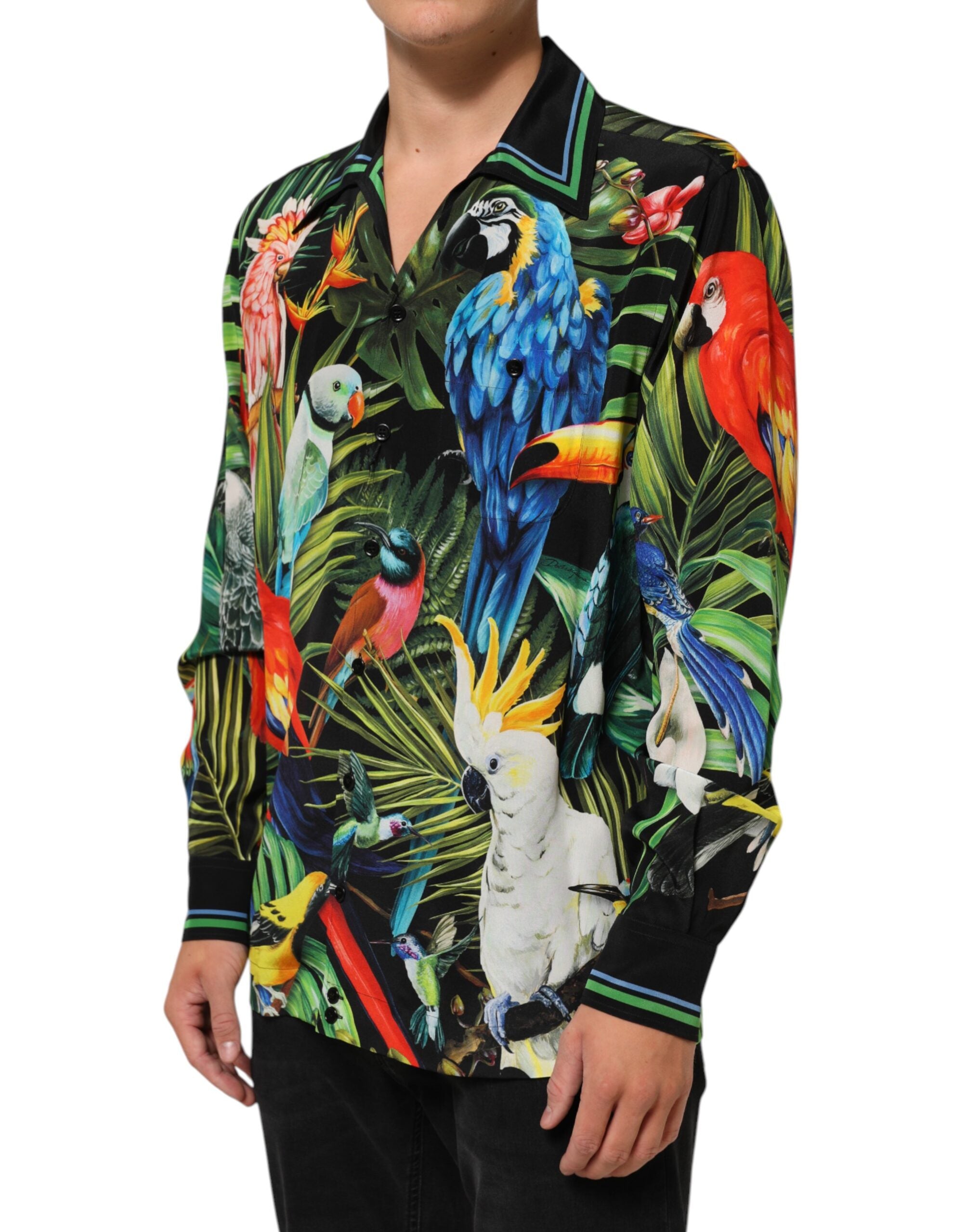 Dolce & Gabbana Multicolor Parrot Print Lounge Casual Shirt