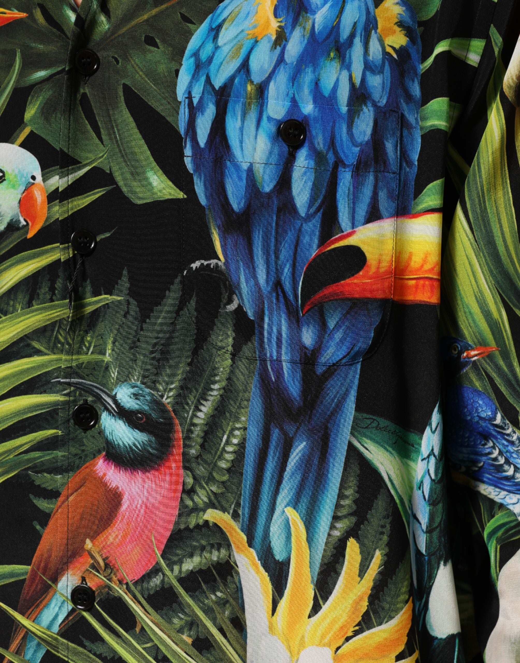 Dolce & Gabbana Multicolor Parrot Print Lounge Casual Shirt