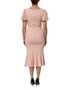 Dolce & Gabbana Pink Viscose Fit Flared Sheath Midi Dress