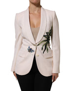 Dolce & Gabbana Beige Embroidered Single Breasted Jacket