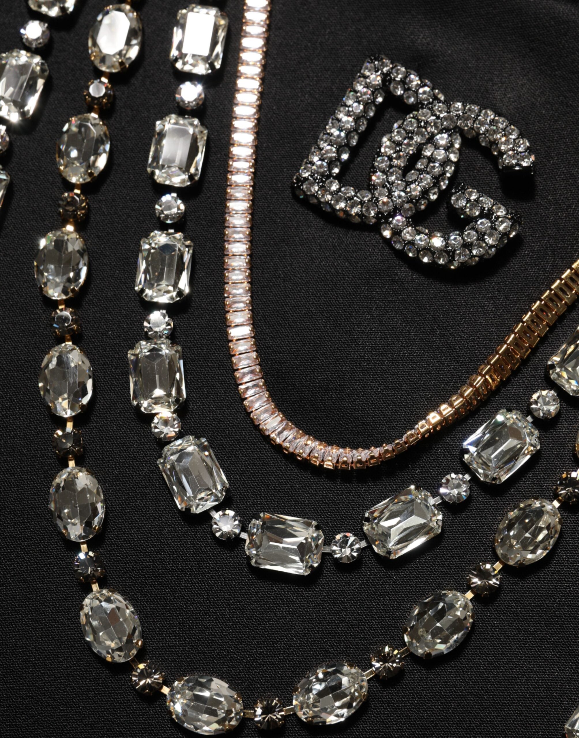 Dolce & Gabbana Black Crystal DG Necklace Sweatshirt Sweater