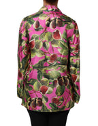 Dolce & Gabbana Hot Pink Fig Printed Silk Shirt Blouse Top