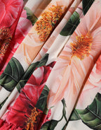 Dolce & Gabbana Pink Floral Printed Silk Ruffled Blouse Top