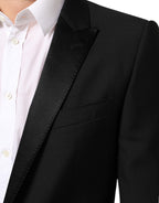Dolce & Gabbana Black Wool MARTINI 2 Button Men Suit Blazer