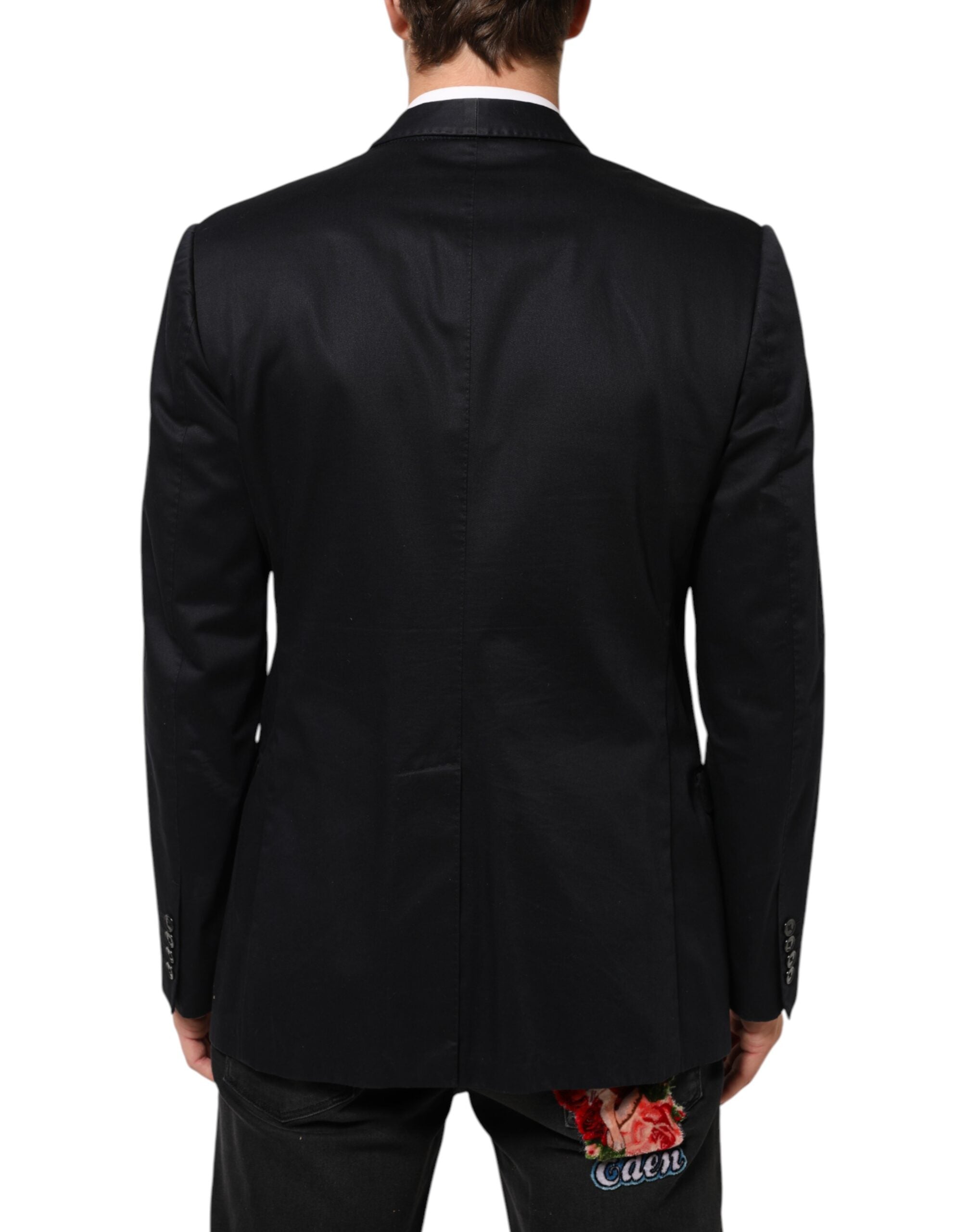 Dolce & Gabbana Black Cotton 1 Button Suit Jacket Blazer