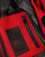 Dolce & Gabbana Red Nylon Hooded Men Full Zip Parka Jacket