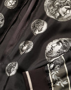 Dolce & Gabbana Black "Monete" Coin Print Silk Bomber Jacket