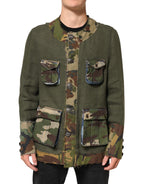 Dolce & Gabbana Brown Camouflage Linen Button Down Jacket